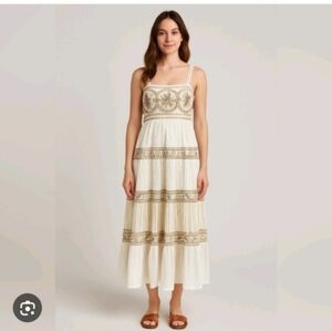 Nation Ak Outfits Eyelet Embroidered Boho Maxi Dress Sz Xl